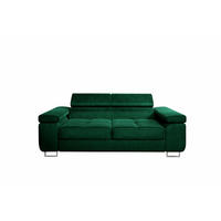 2-SITZER-SOFA WILD mit Verstellbare Kopfstützen Velours Dunkelgrün - Chromfarben/Dunkelgrün, Holz/Textil (209/89/102cm) - Muffo