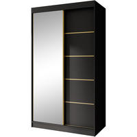 SCHWEBETÜRENSCHRANK Marika Lux, 2-Türig, mit Schubladen, Schwarz+Gold, 120 cm - Goldfarben/Schwarz, Holzwerkstoff (120/216/61cm) - Beautysofa