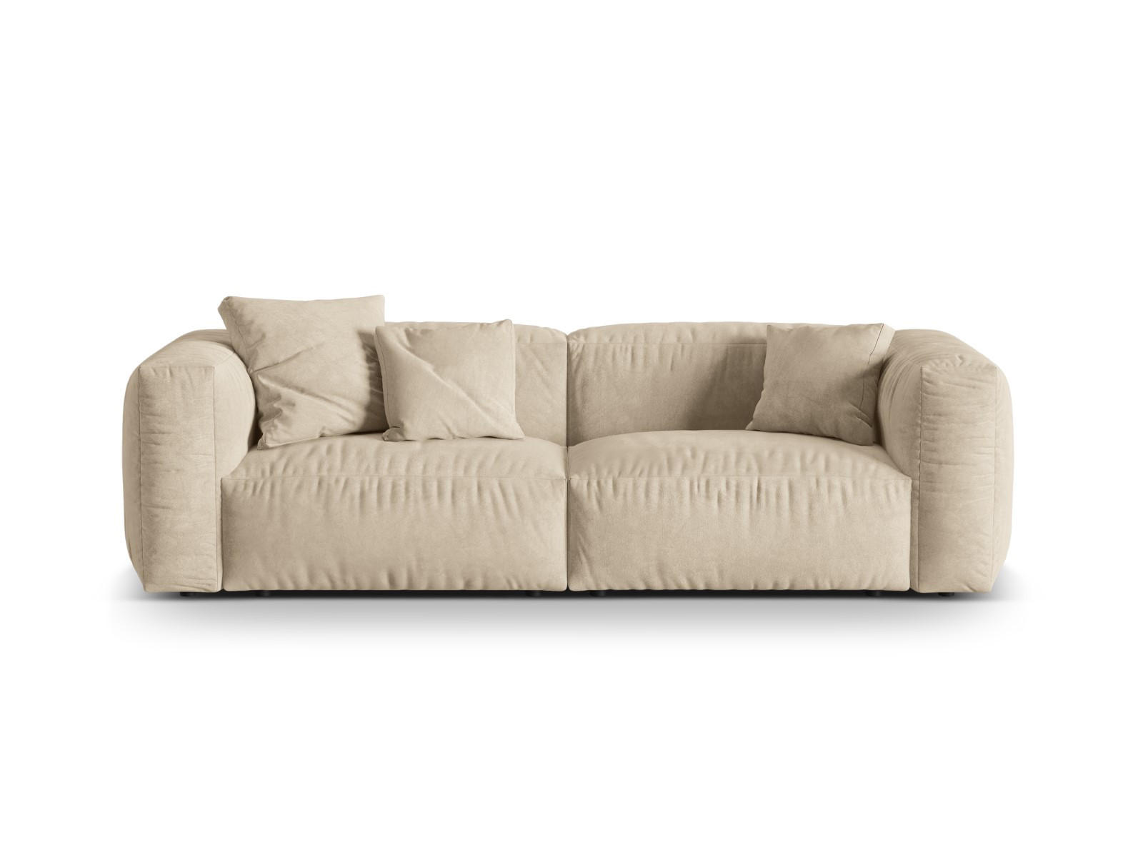 SOFA modular Martina aus Samt leichtes beige 3 Sitzplätze - Creme, Textil (240/75/106cm) - Micadoni