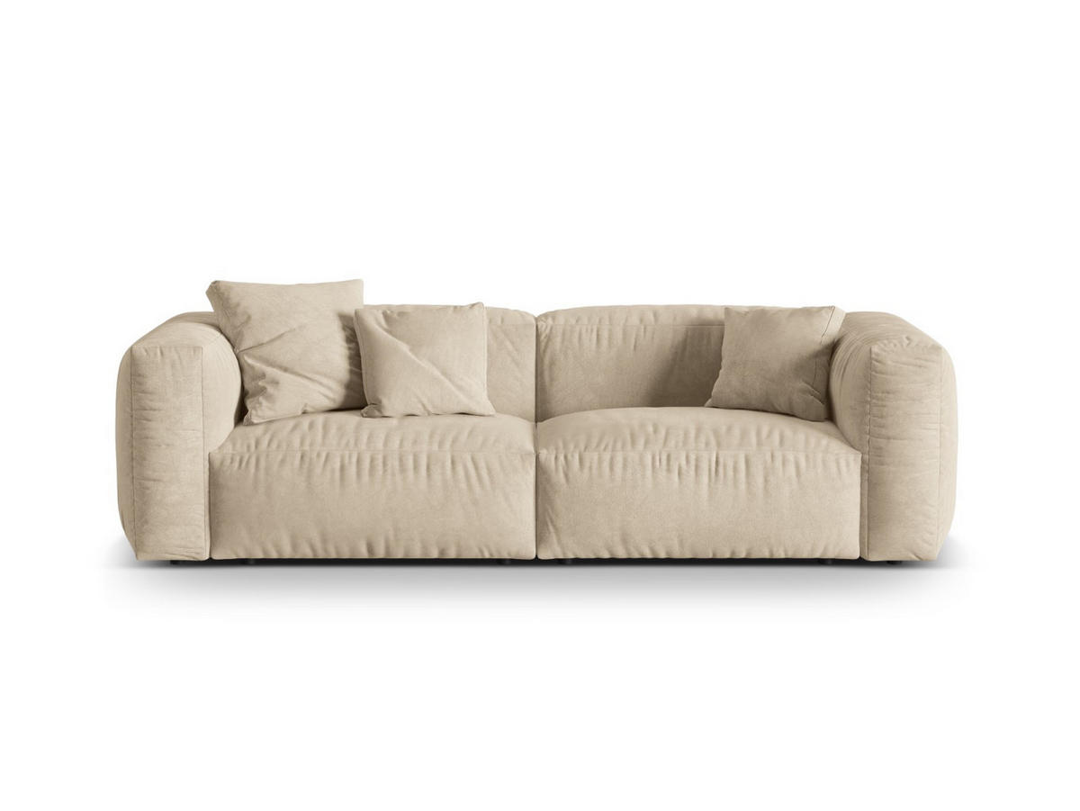 SOFA modular Martina aus Samt leichtes beige 3 Sitzplätze - Creme, Textil (240/75/106cm) - Micadoni