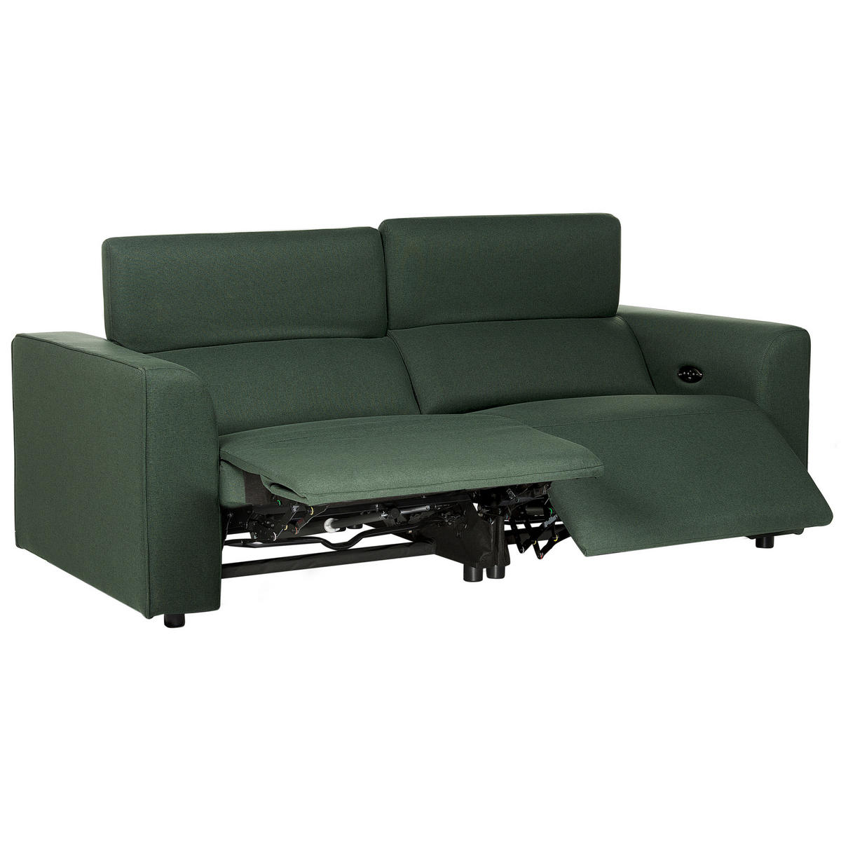 2-SITZER-SOFA dunkelgrün USB-Port elektrisch verstellbar Ulven - Grün, Textil (222/76/106cm) - Beliani