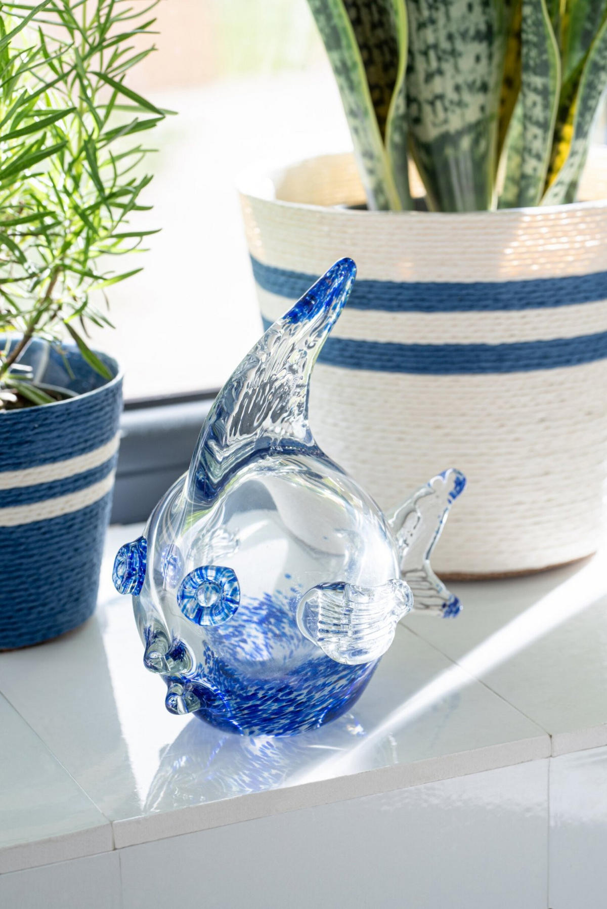 BRIEFBESCHWERER FISCH - Blau, Glas (12.3/15/14cm) - J-Line