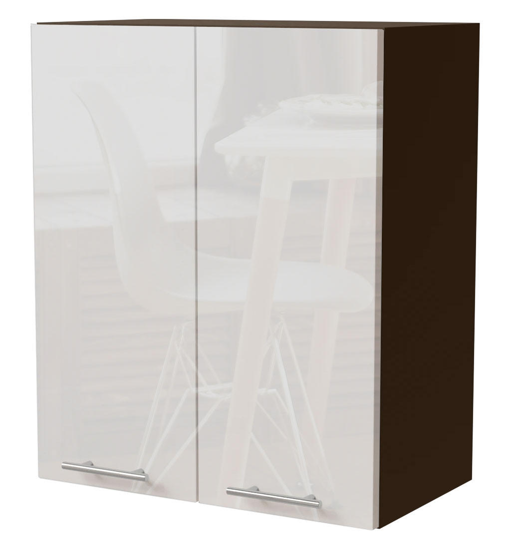 Feldmann-Wohnen Küchenhängeschrank Weiß Hochglanz, Dunkelgrau 60x72x32.5 cm