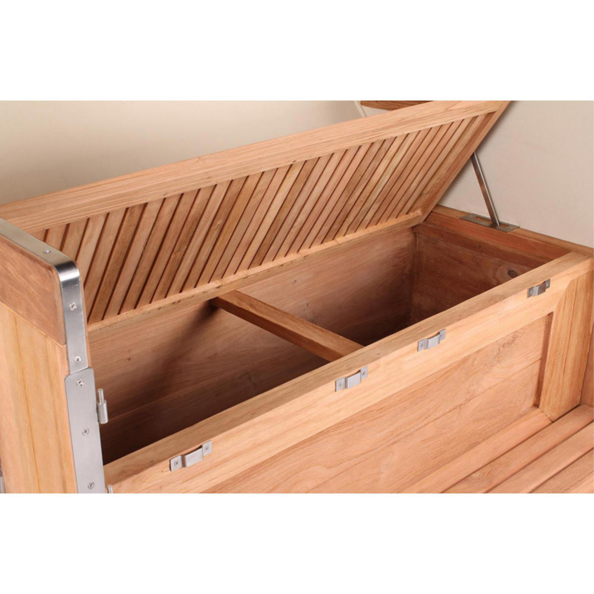 STRANDKORB Baltikum Teak 2,5 Sitzer - Braun/Grau, Holz/Metall (142/170/95cm) - Mr. Deko