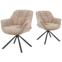 DREHSTUHL Mika-Luka 2er-Set - Beige/Schwarz, Textil/Metall (65/81/66cm) - DUBI Möbel