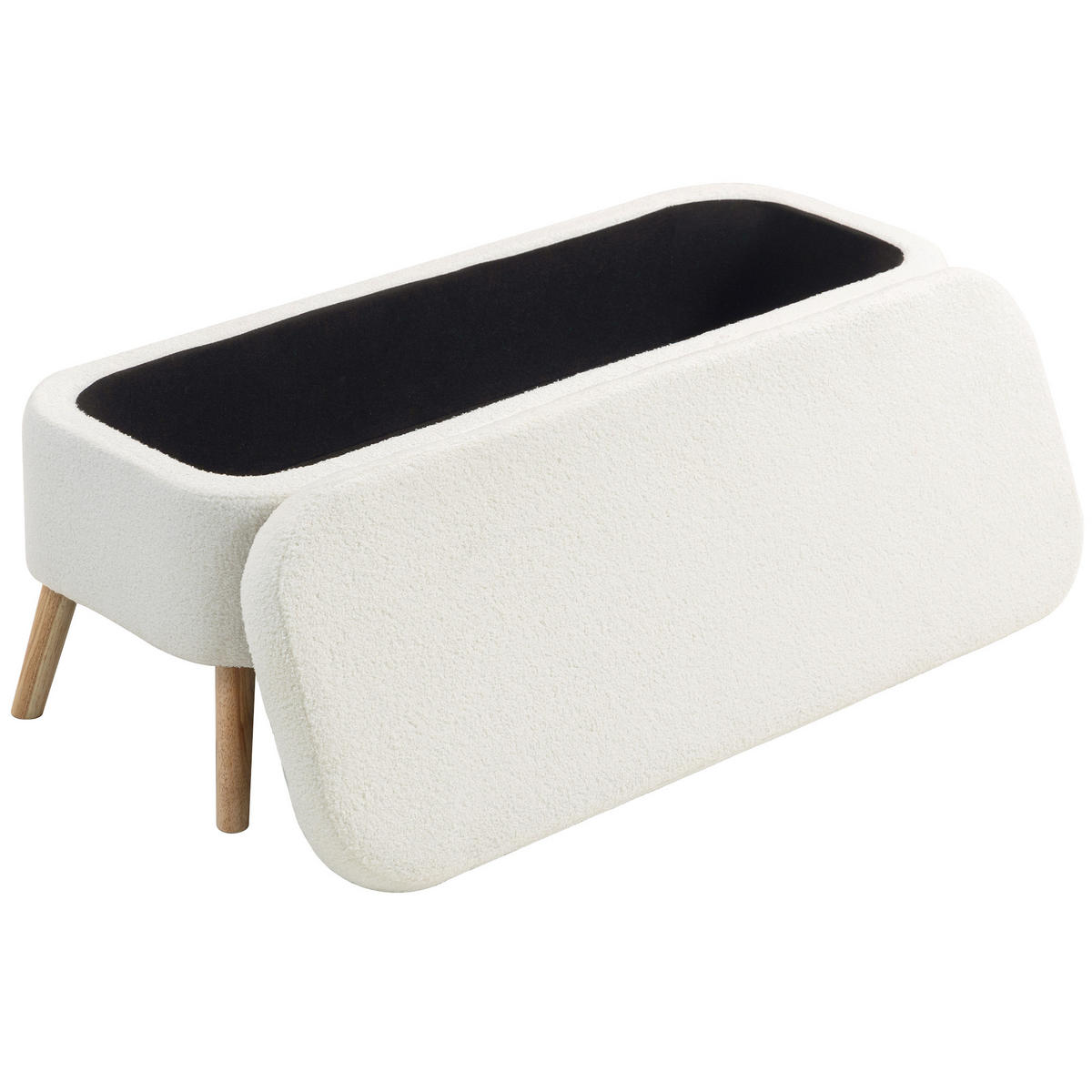AUFBEWAHRUNGSBANK DE-07171 mit 65L Stauraum Cremeweiß - Creme, Holz/Textil (42/45/120cm) - ComfortXL