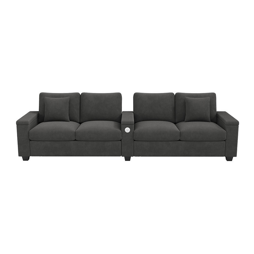 4-SITZER-SOFA mit Ladefunktion in Grau - Grau, Textil (80/82.7/299cm) - KOMHTOM