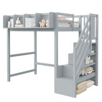 HOCHBETT 90/200 cm Grau mit LED, Stauraum und Lattenrost - Grau, Holz (90/200cm) - MIVRAY
