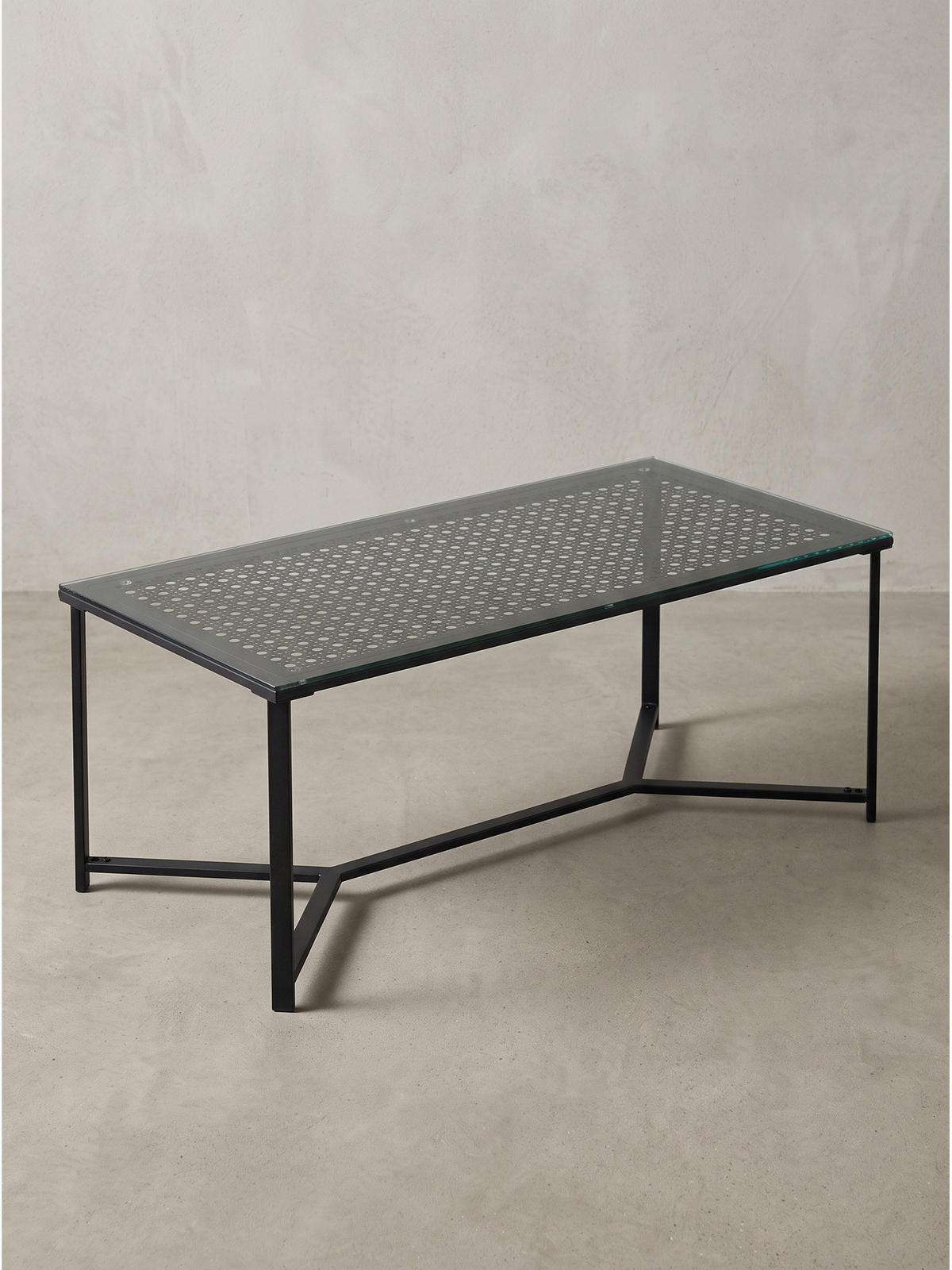 COUCHTISCH ALCUDIA, Einscheibensicherheitsglas, Schwarz, 100 x 50 x 42 cm - Schwarz, Glas/Metall (50/100/42cm) - KADIMA DESIGN