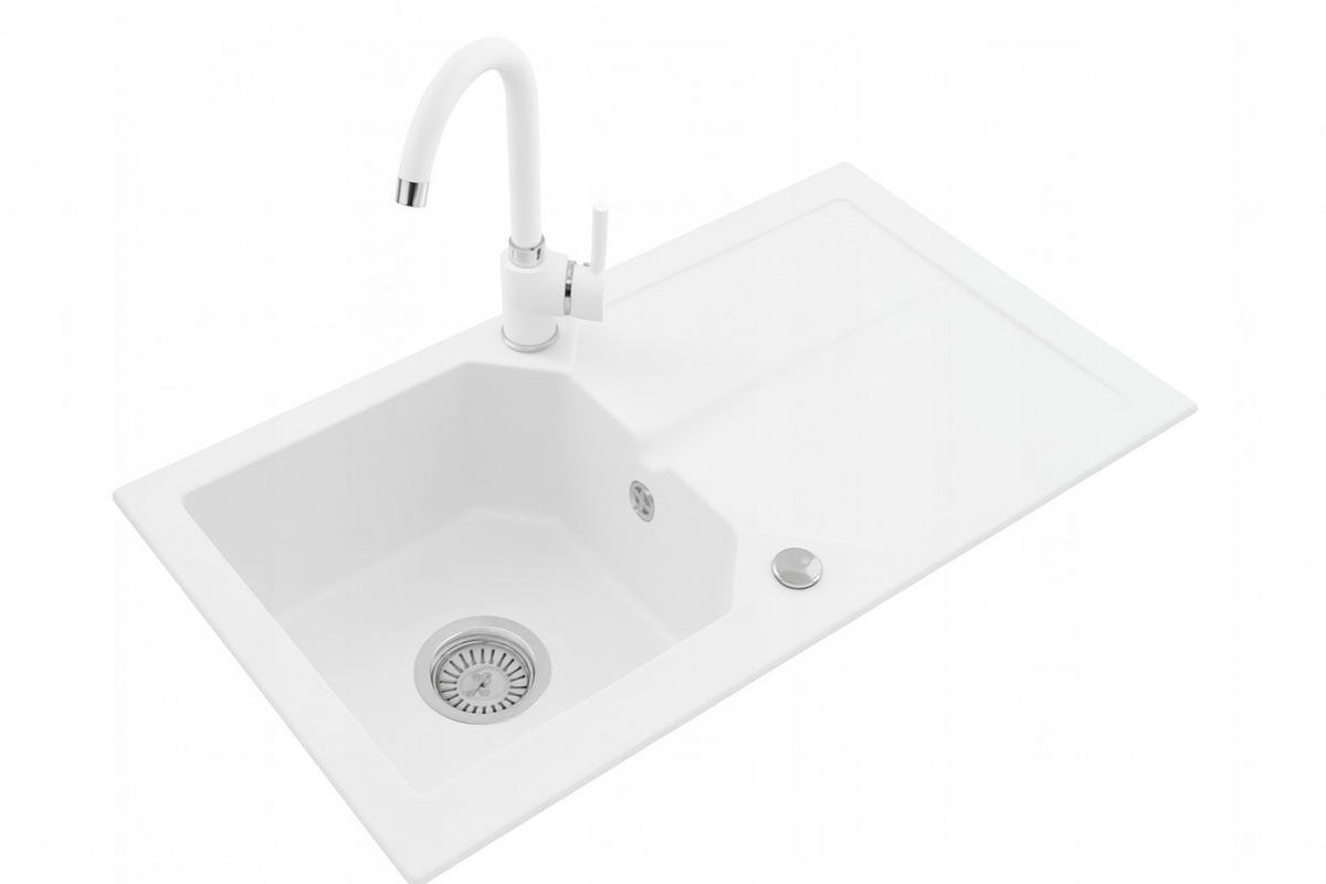 GRANITSPÜLE KDO weiss 750x435mm - Weiß, Holzwerkstoff (43/17/43cm) - roe furniture