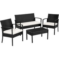 RATTAN SITZGRUPPE Sparta,schlanke Gestelle,schwarz - Schwarz, Kunststoff - tectake