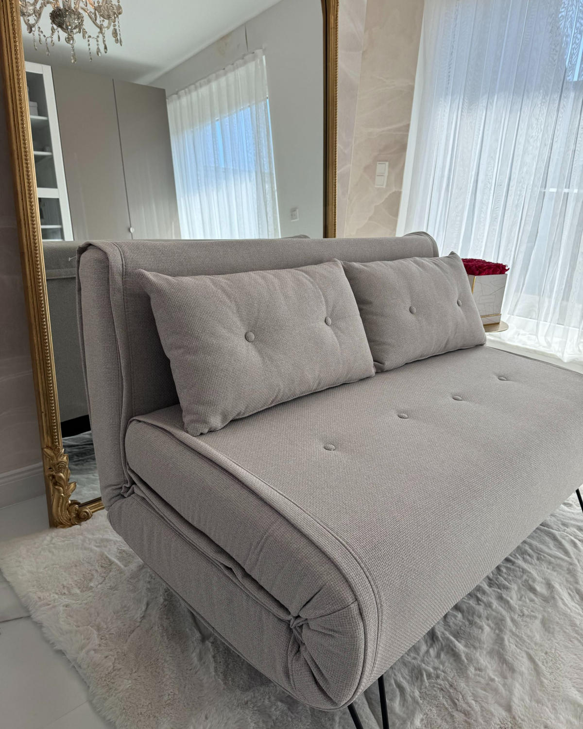 2-SITZER-SCHLAFSOFA hellbeige/schwarz Vestfold - Beige/Schwarz, Textil (130/81/78cm) - Beliani