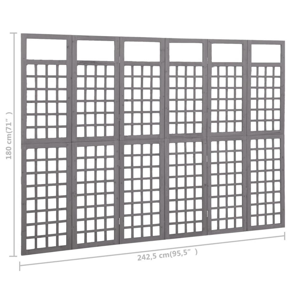 SPALIER/PARAVENT 6-Teilig Massivholz Tanne Grau 242,5/180 Cm - Grau, Holz (180/180/242.5cm) - vidaXL