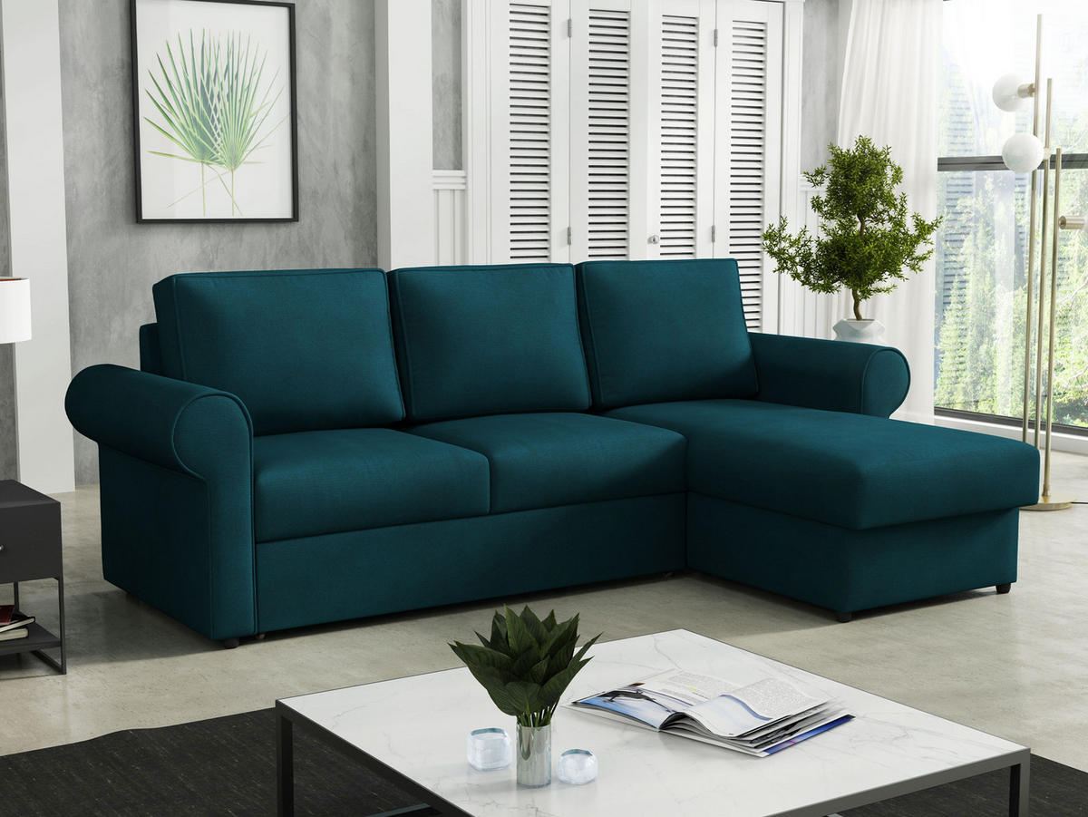 ECKSOFA Monaco - Dunkelgrün/Schwarz, Holz/Textil (246/155cm) - MIRJAN24