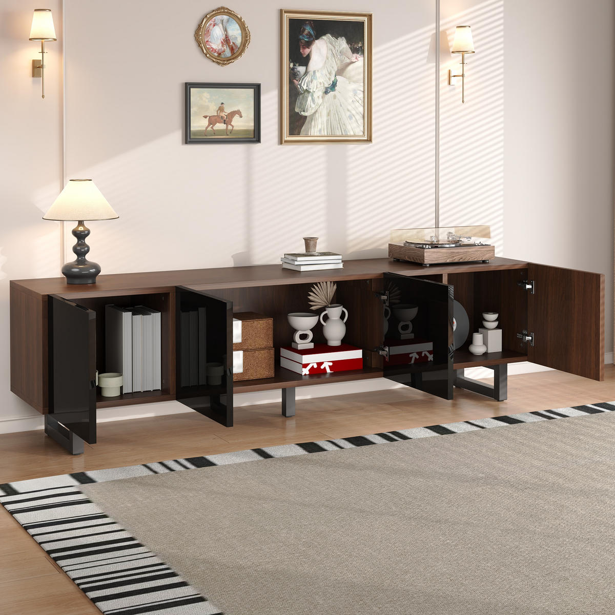 TV-SCHRANK Lowboard 180x38x50 cm Holzoptik 4 Türen - Naturfarben, Holz (180/50/38cm) - Fortuna Lai