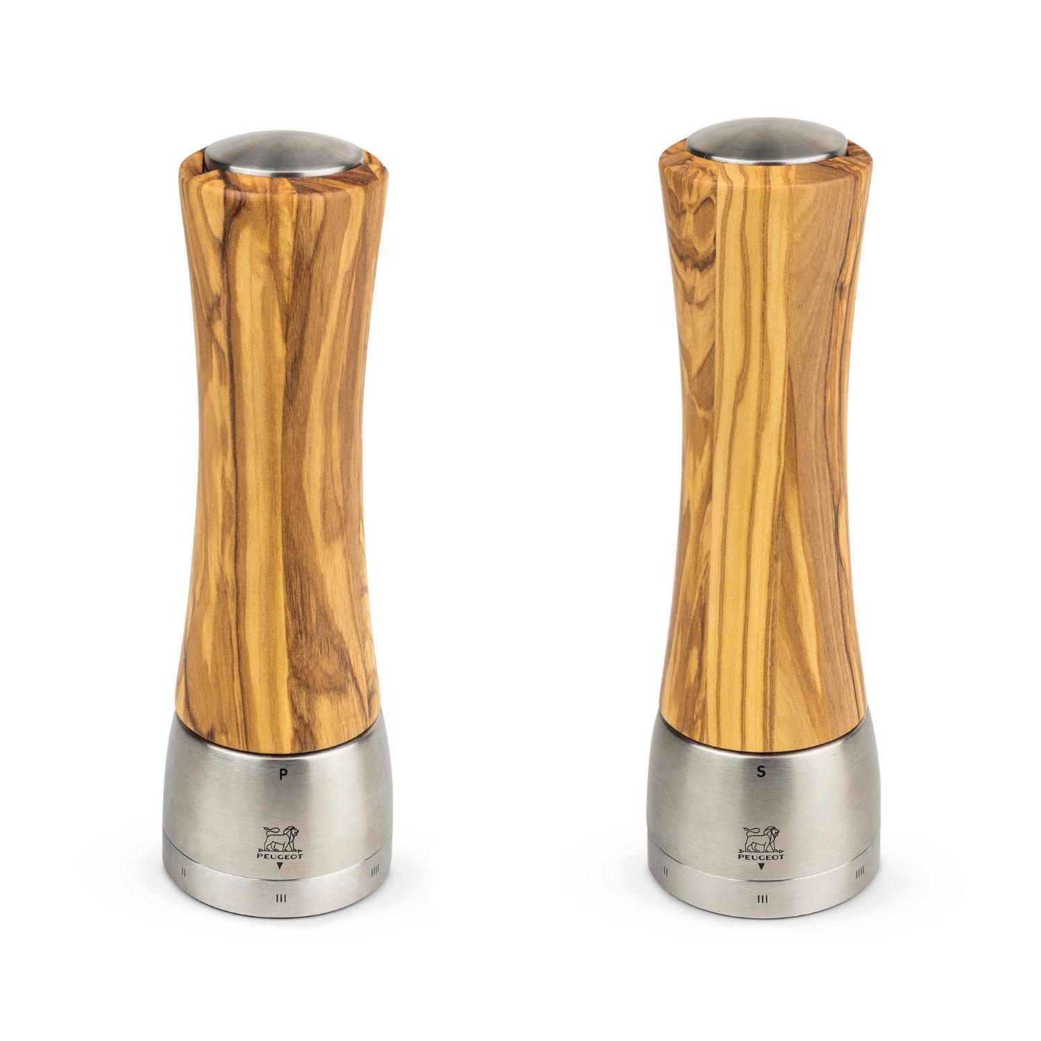 MÜHLENSET Madras 21cm Pfeffer- & Salzmühle Olivenholz Stahlmahlwerk - Braun, Holz (6.5/21/6.5cm) - PEUGEOT