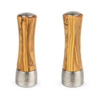 MÜHLENSET Madras 21cm Pfeffer- & Salzmühle Olivenholz Stahlmahlwerk - Braun, Holz (6.5/21/6.5cm) - PEUGEOT