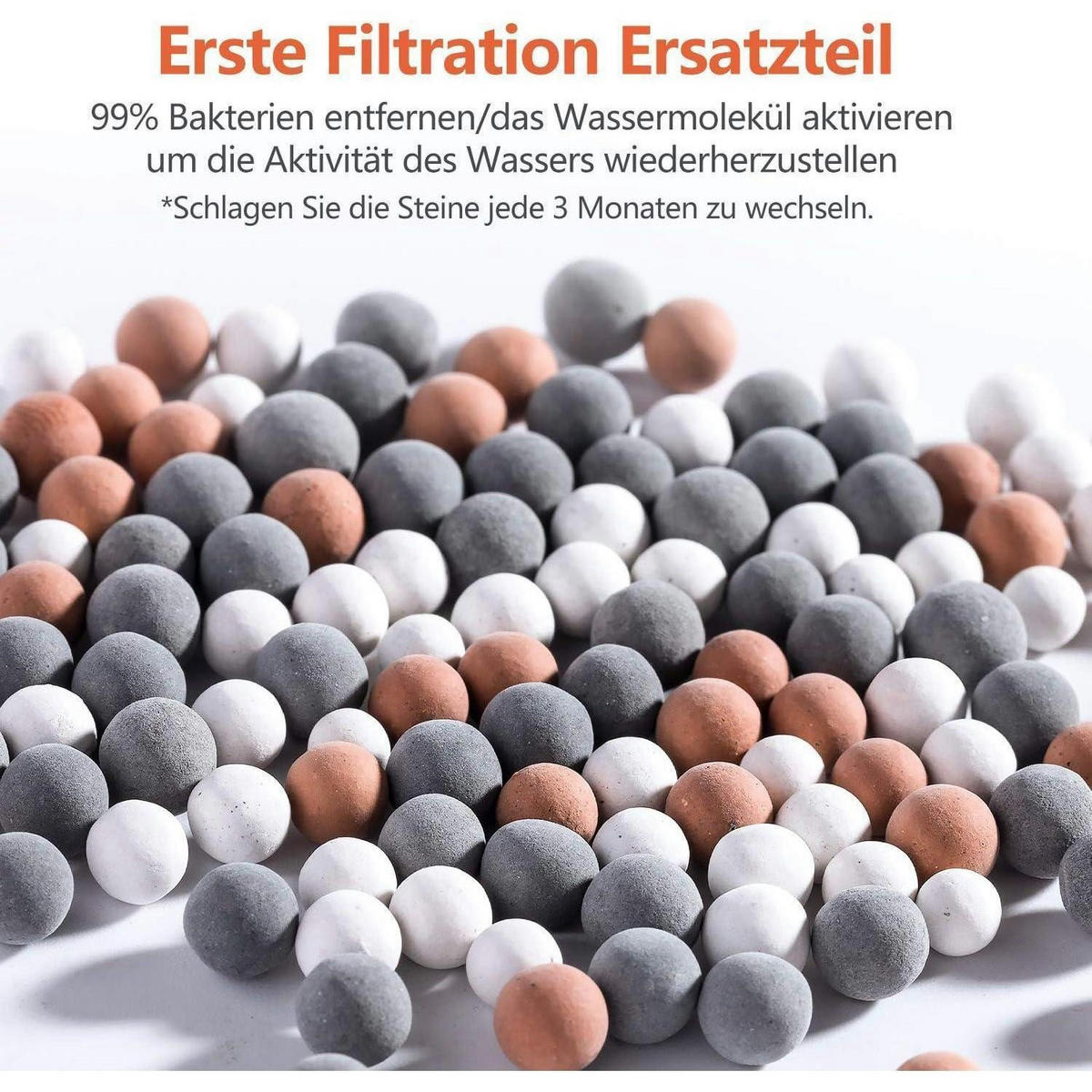 DUSCHKOPF Filtersteine 3er Set zur Wasserfiltration - Multicolor, Stein (5/12.7/15cm)