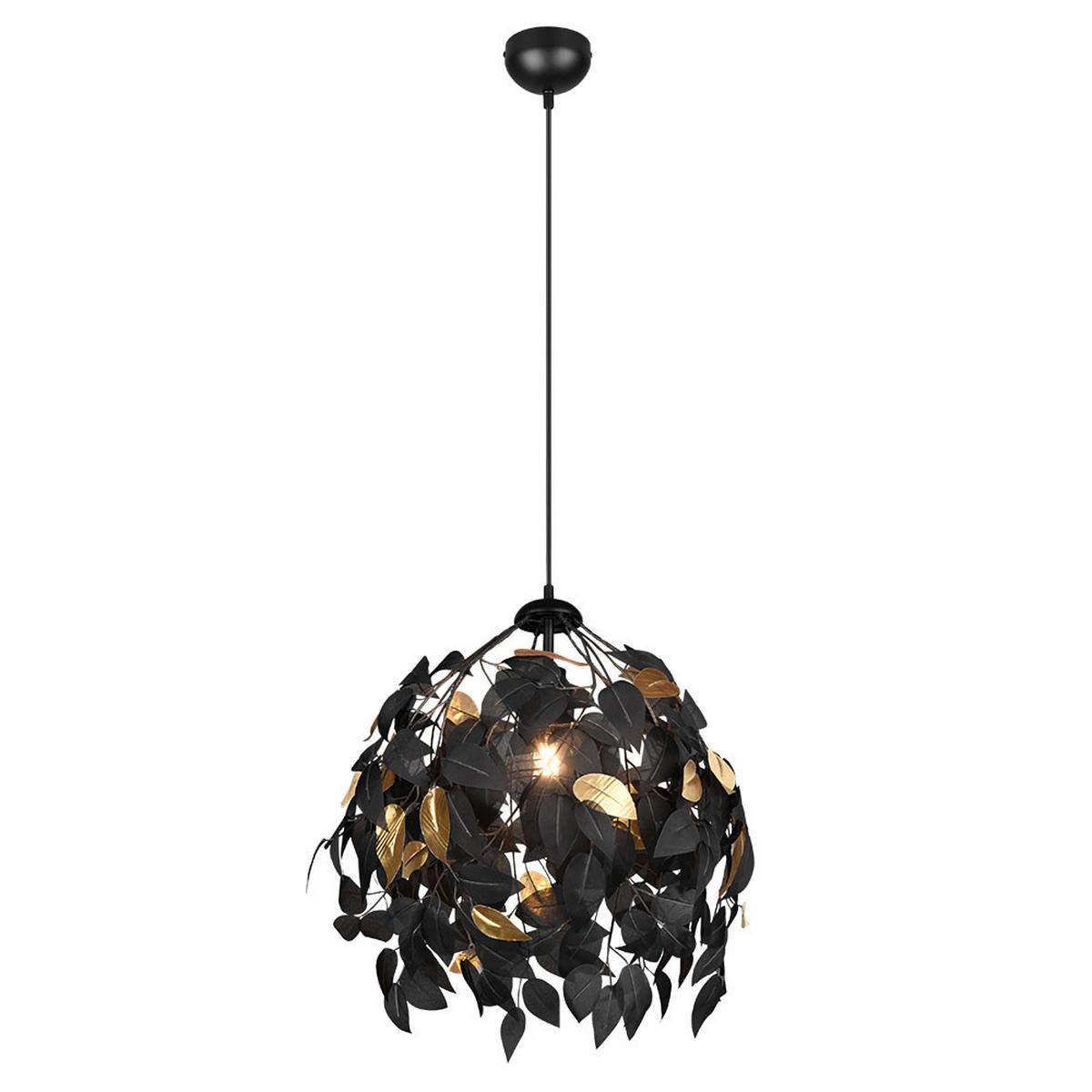 HÄNGELEUCHTE Blattdesign Metall Schwarz matt - Schwarz, Metall (38/38/150cm)