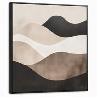 LEINWAND Bilder mit Rahmen - Abstrakt - Landschaft - Wellen - Cremefarben - 90x90 - Cappuccino, Textil (90/90cm) - MuchoWow