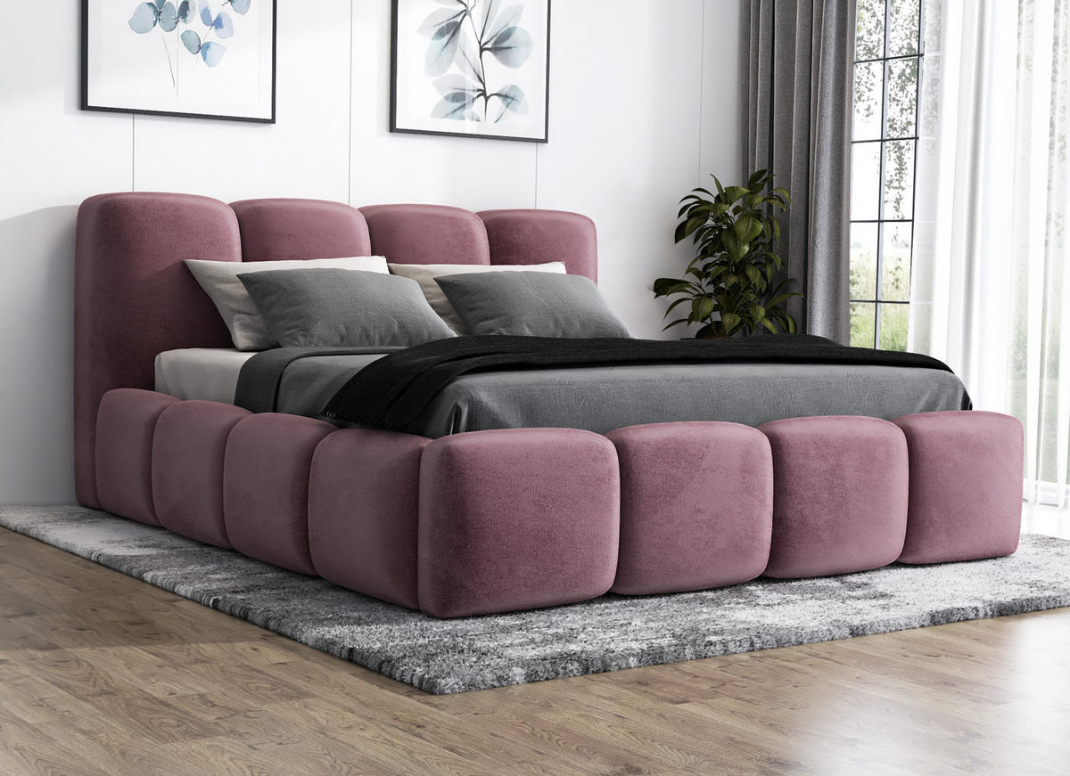 POLSTERBETT DONA 180x200 Rosa - Rosa, Textil (180/200cm) - A&J MöbelLand