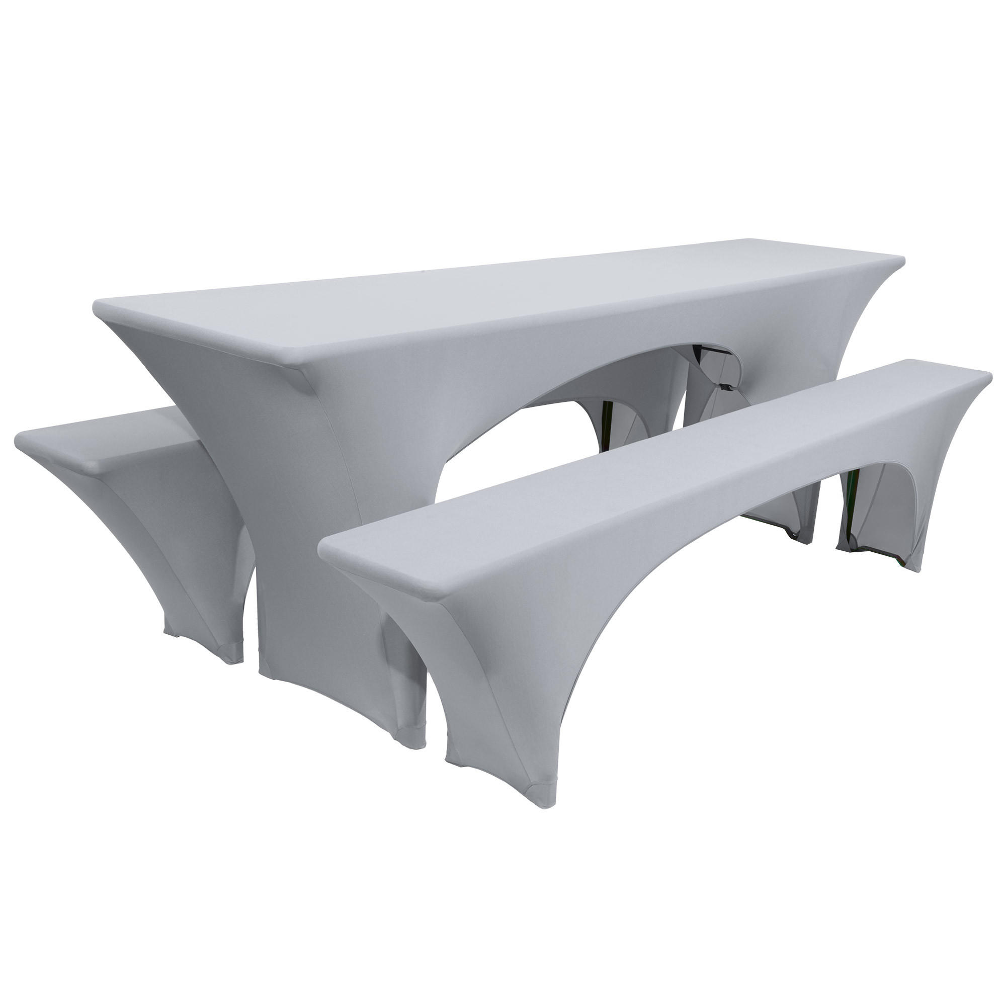 Beautissu Biertischhusse Silber 50x220 cm