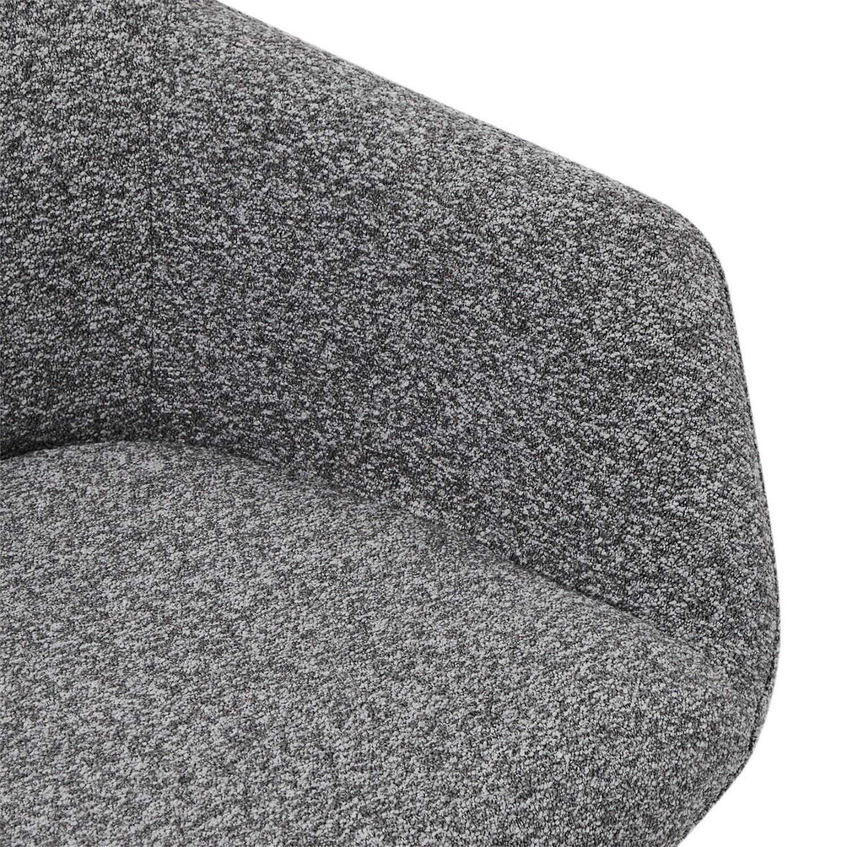 ARMLEHNSTUHL-SET 2 Stück in Teddystoff - Schwarz/Grau, Textil/Metall (64/87/64cm) - Furnhouse