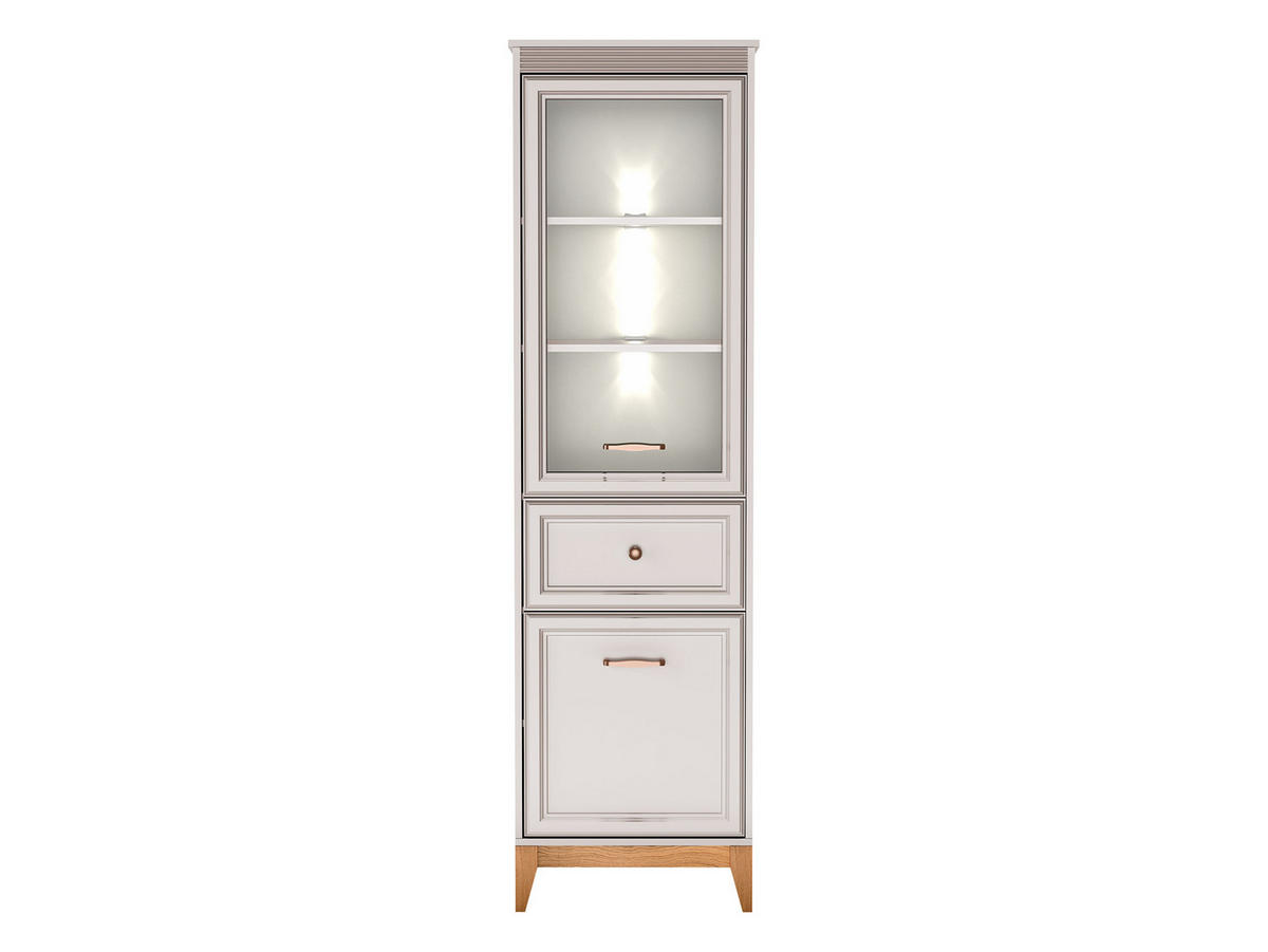 VITRINE Windsor W-06 mit Weißer LED-Beleuchtung - Kaschmir/Eichefarben, Holz/Holzwerkstoff (55/193/41cm) - MIRJAN24