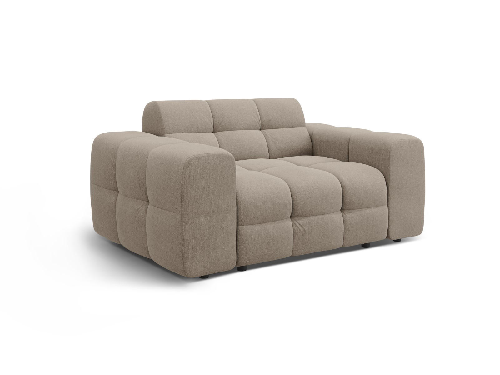 SOFA Kendal aus strukturiertem Stoff dunkelbeige 2 Sitzplätze - Mokka, Textil (156/79/103cm) - Micadoni