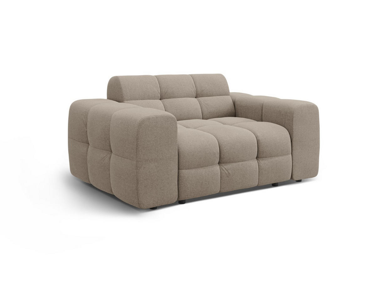 SOFA Kendal aus strukturiertem Stoff dunkelbeige 2 Sitzplätze - Mokka, Textil (156/79/103cm) - Micadoni