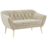 SOFA Pirs 2 Sitzer Velvet Beige - Beige/Braun, Holz/Textil (140/75/74cm) - MKS