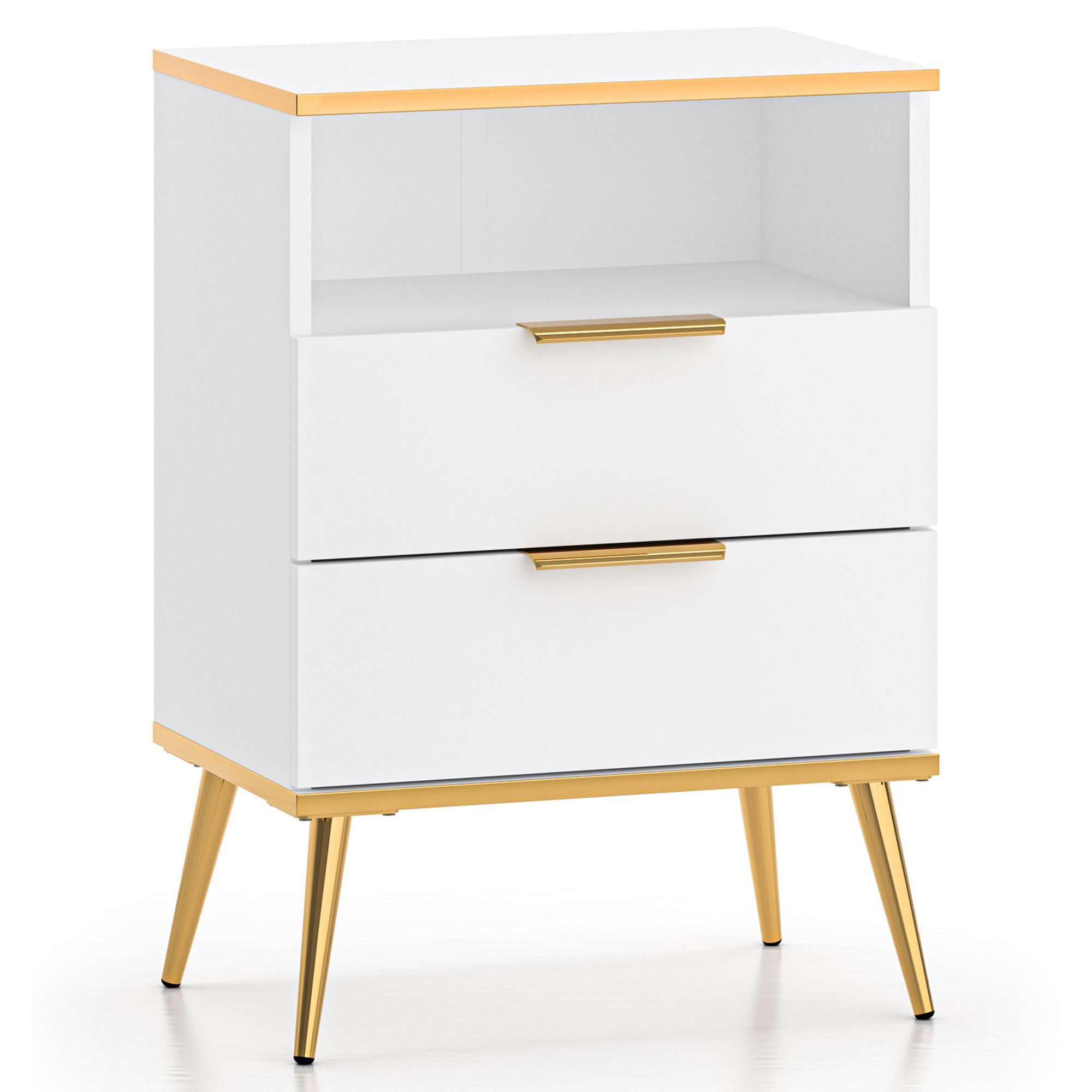 NACHTTISCH VELTI,Weiß - Weiß, Holzwerkstoff (50/70/34cm) - KONSIMO®