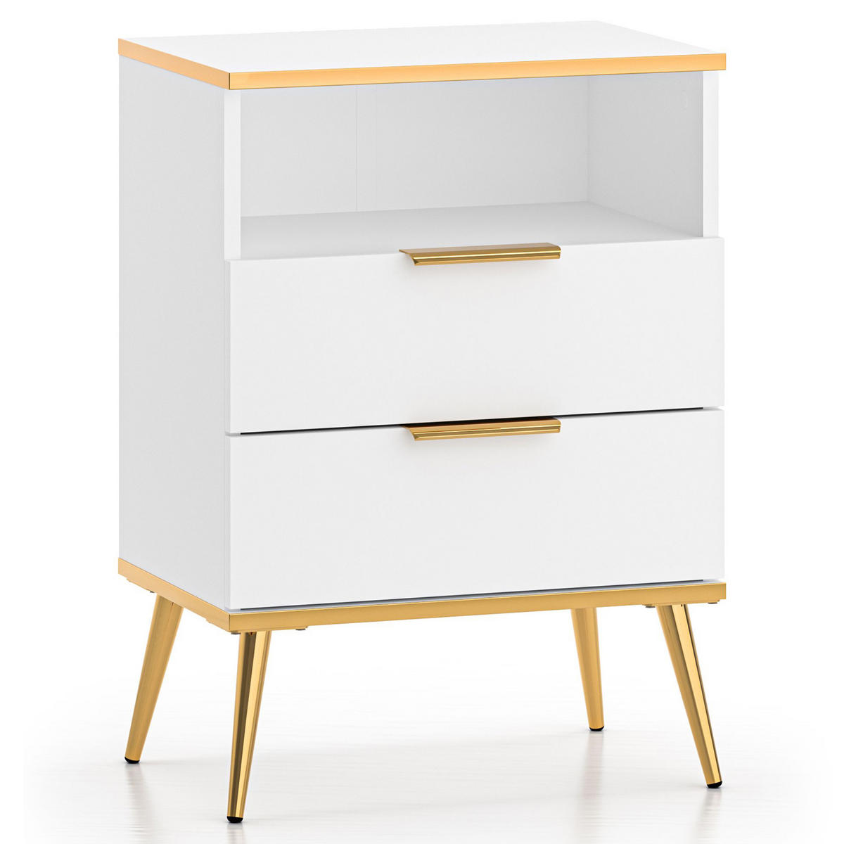 NACHTTISCH VELTI,Weiß - Weiß, Holzwerkstoff (50/70/34cm) - KONSIMO®