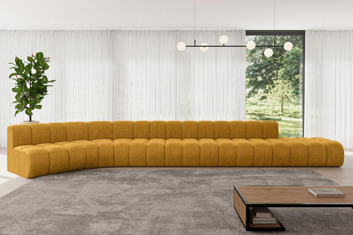 ECKSOFA modulares Sofa Brilo-L3 - 562x174x70 cm Senfgelb - Currygelb, Holzwerkstoff/Textil (562/174cm) - ALTDECOR