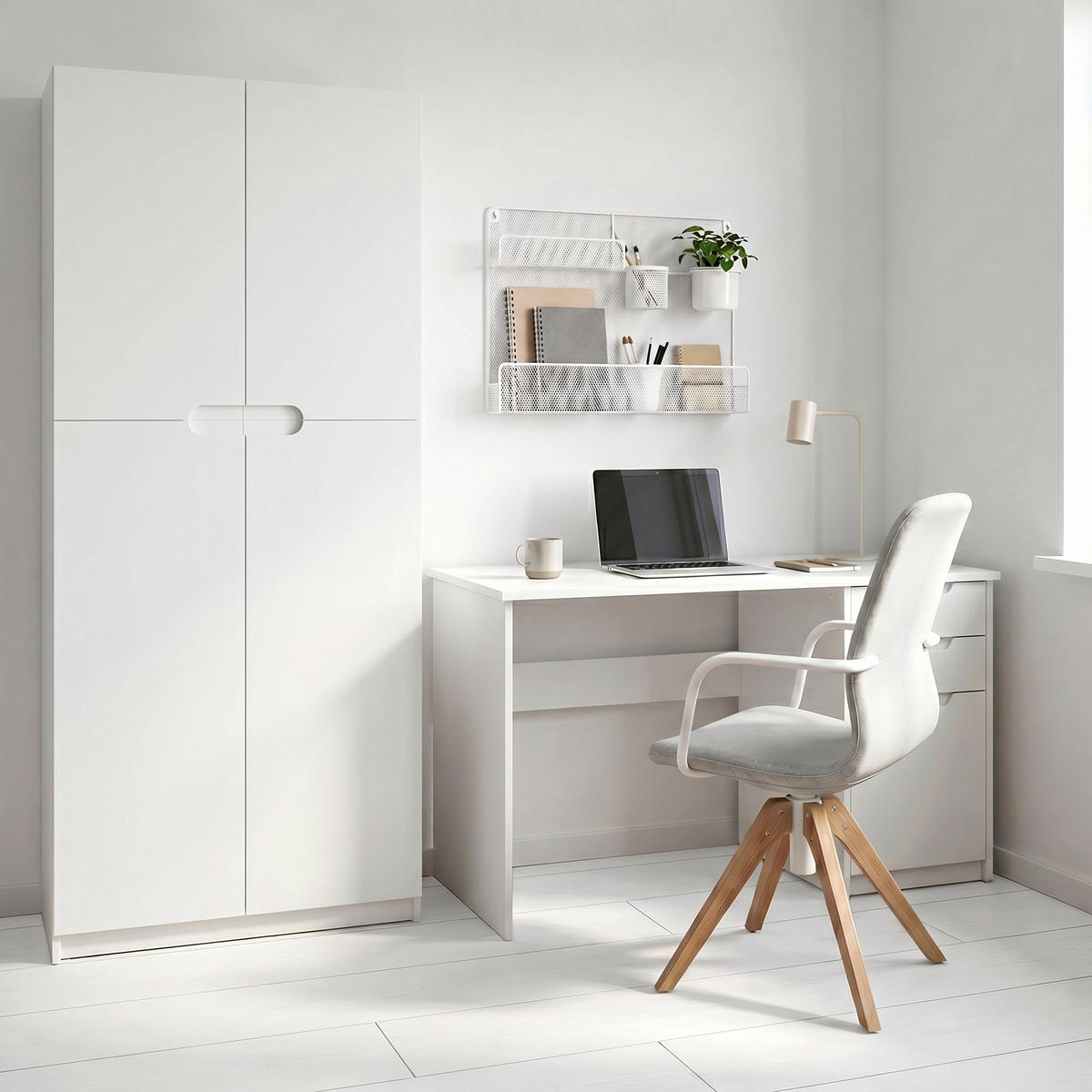 BÜROSCHRANK Logan Fronten in Weiß matt - Weiß, Holzwerkstoff (82/184/37cm) - Vladon