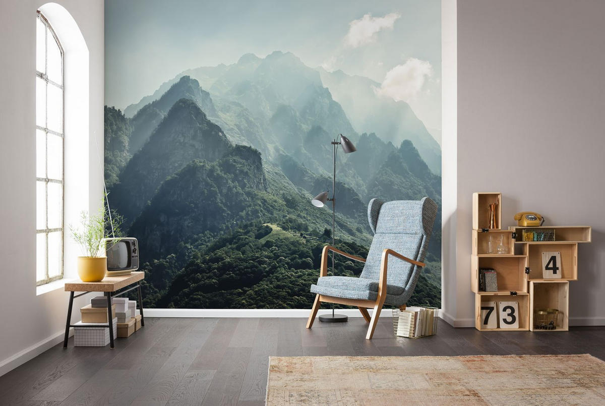 FOTOTAPETE Berglandschaft 300 x 200 cm - Grün, Papier (300/200cm) - Sanders & Sanders