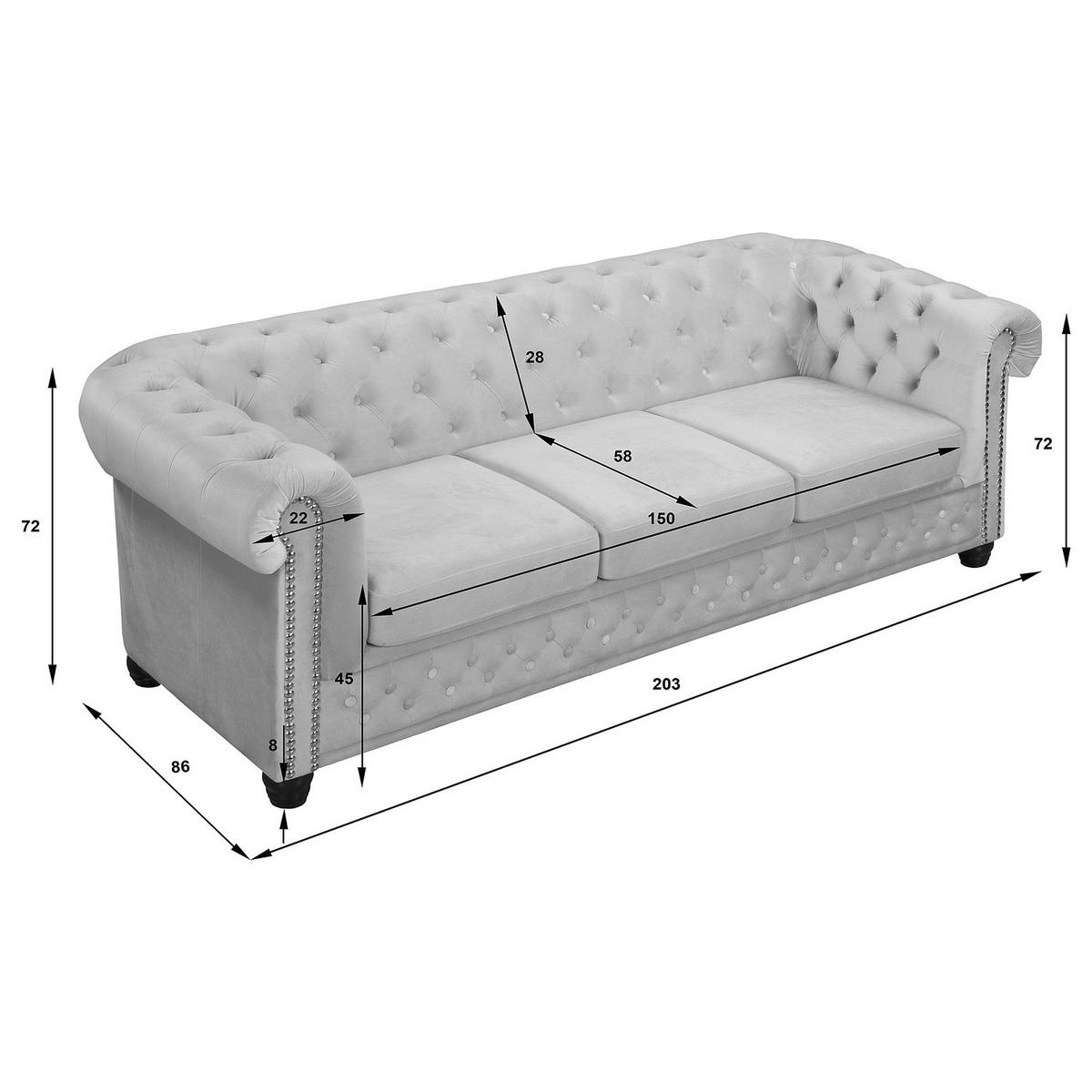 3-SITZER SOFA - Gelb, Textil (203/72/86cm) - home24