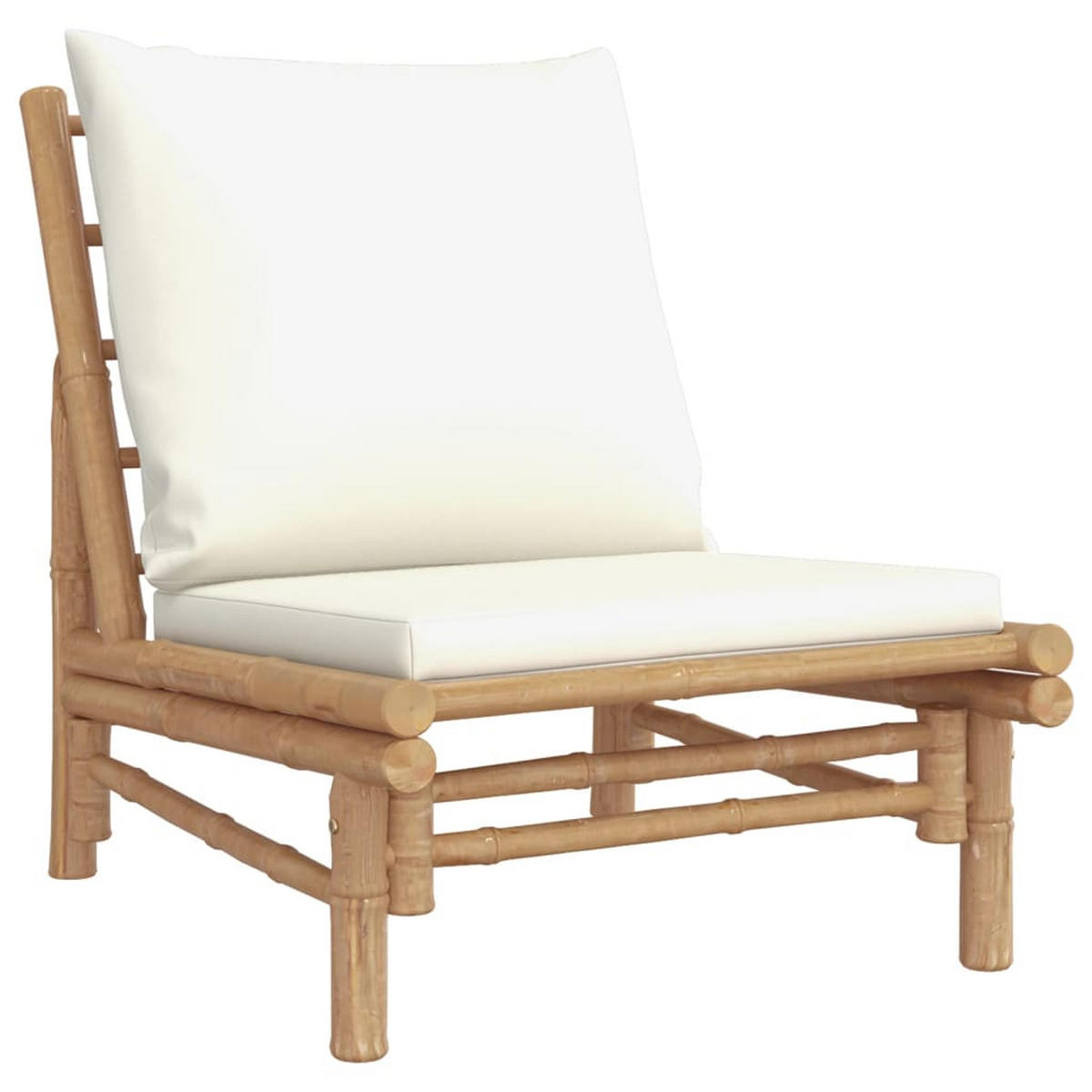 GARTENSTÜHLE 2 Stk. Mit Cremeweissen Kissen Bambus - Creme, Naturmaterialien (86/73.5/60cm) - vidaXL