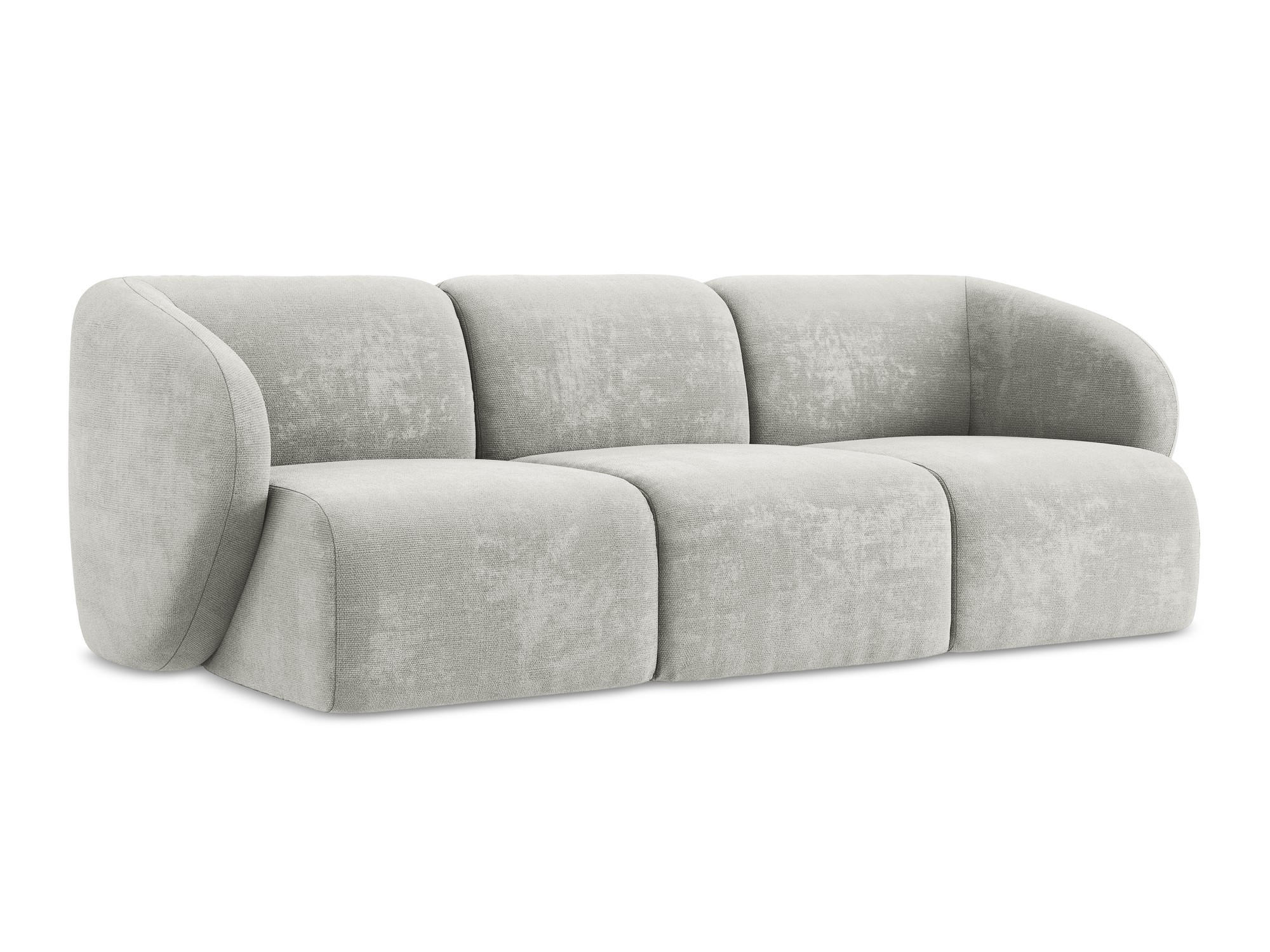 3-SITZER SOFA Chenille Stoff Grau - Hellgrau/Schwarz, Holzwerkstoff/Kunststoff (244/75/94cm) - Makamii