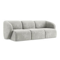 3-SITZER SOFA Chenille Stoff Grau - Hellgrau/Schwarz, Holzwerkstoff/Kunststoff (244/75/94cm) - Makamii