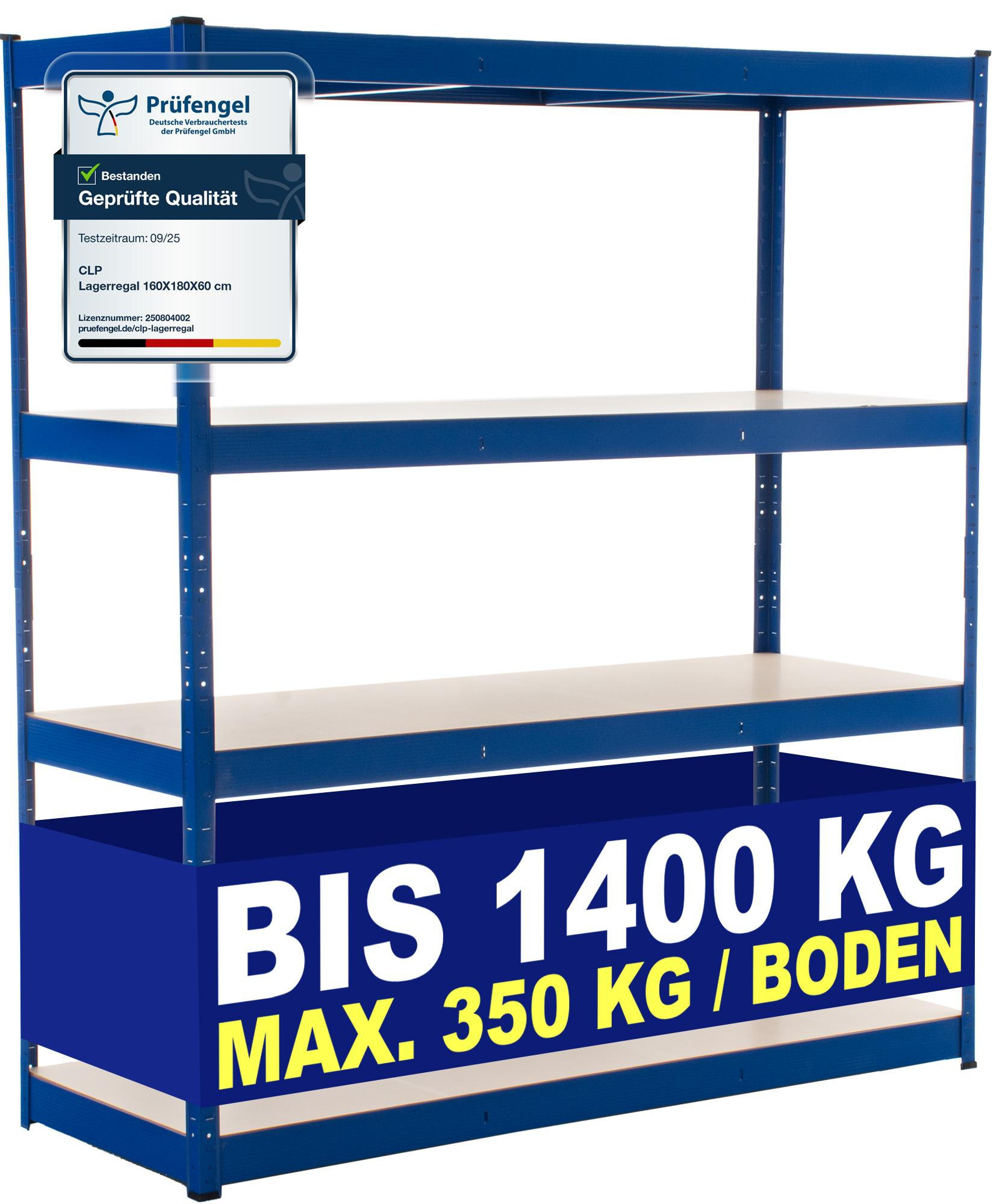 LAGERREGAL 160/60 cm Metall Blau - Blau, Metall (160/180/60cm) - CLP