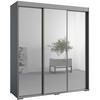 SCHIEBETÜRENSCHRANK mit Schubladen und Spiegel Como 3D3L 180 Grau - Silberfarben/Grau, Holzwerkstoff/Metall (180/208/67cm) - mzm24