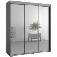 SCHIEBETÜRENSCHRANK mit Schubladen und Spiegel Como 3D3L 180 Grau - Silberfarben/Grau, Holzwerkstoff/Metall (180/208/67cm) - mzm24