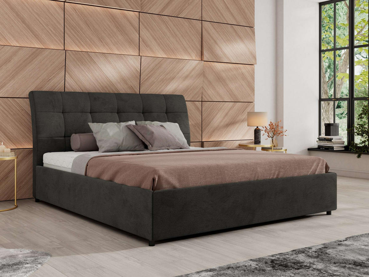 POLSTERBETT GALA CLASSIC 160/200 - Dunkelgrau Velvet - ohne Matratze - Dunkelgrau, Textil (160/200cm) - MKS