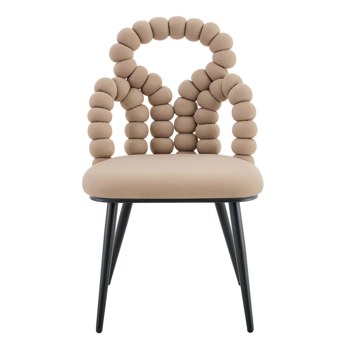 ESSZIMMERSTÜHLE 2er-Set mit Open-Back-Design Samt Camel Metall Schwarz - Braun, Metall (50/86/48cm) - Meubliv