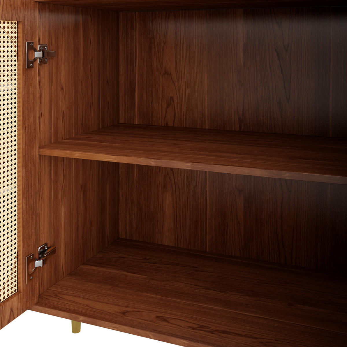 SIDEBOARD aus MDF 160x40x90 cm Holzfarben mit 6 Schubladen und Rattantüren - Naturfarben, Holzwerkstoff (160/90/40cm) - IVMEU