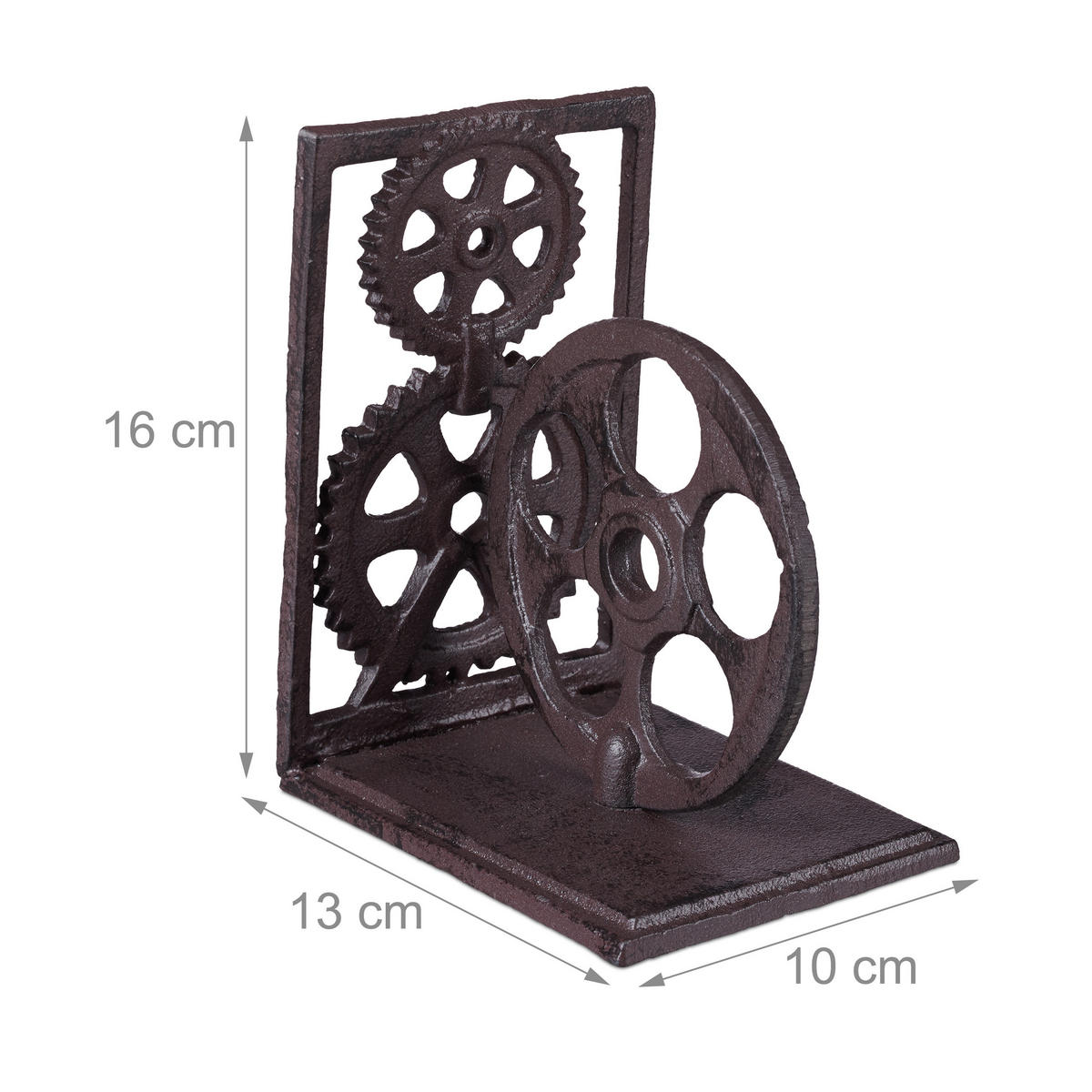 BUCHSTÜTZE - Dunkelbraun, Metall (13/16/10cm) - Relaxdays