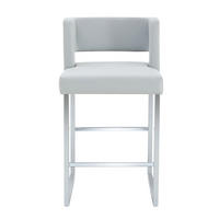 BARSTUHL gepolstert 91,4 cm PU-Leder Hellgrau Silber - Hellgrau, Metall (53.3/91.4/48cm) - Meubliv