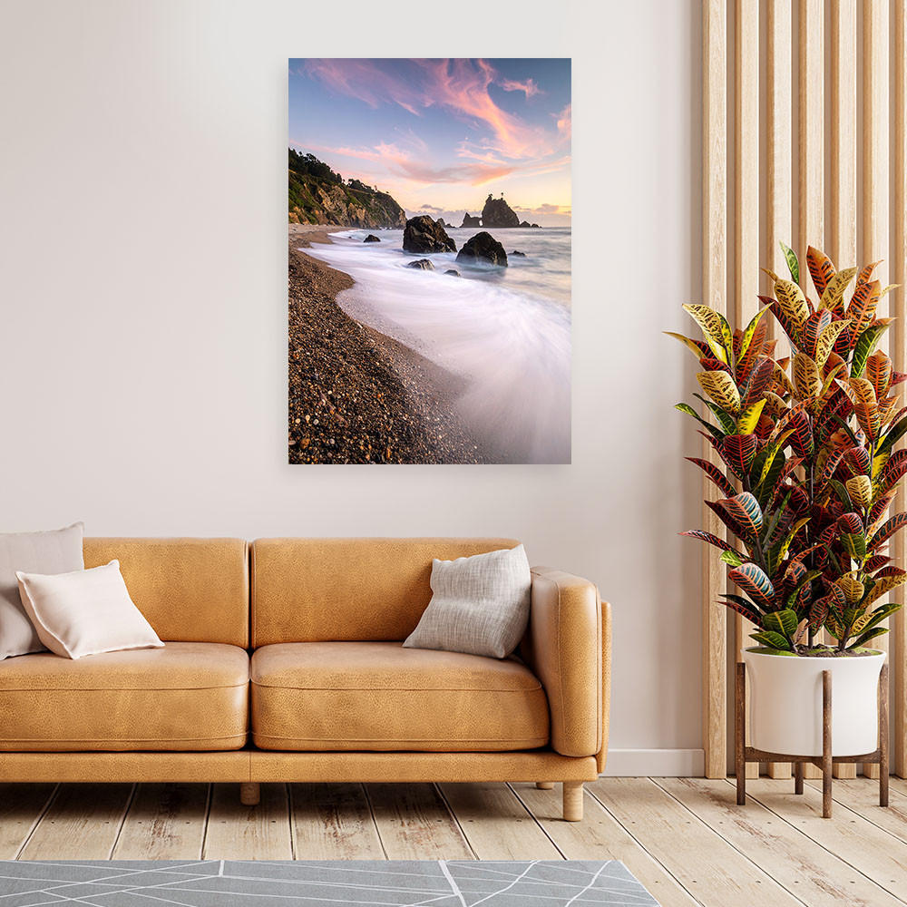 LEINWANDBILD Meereslandschaft Strand Natur 70x100cm - Grau, Textil (70/100cm) - Feeby