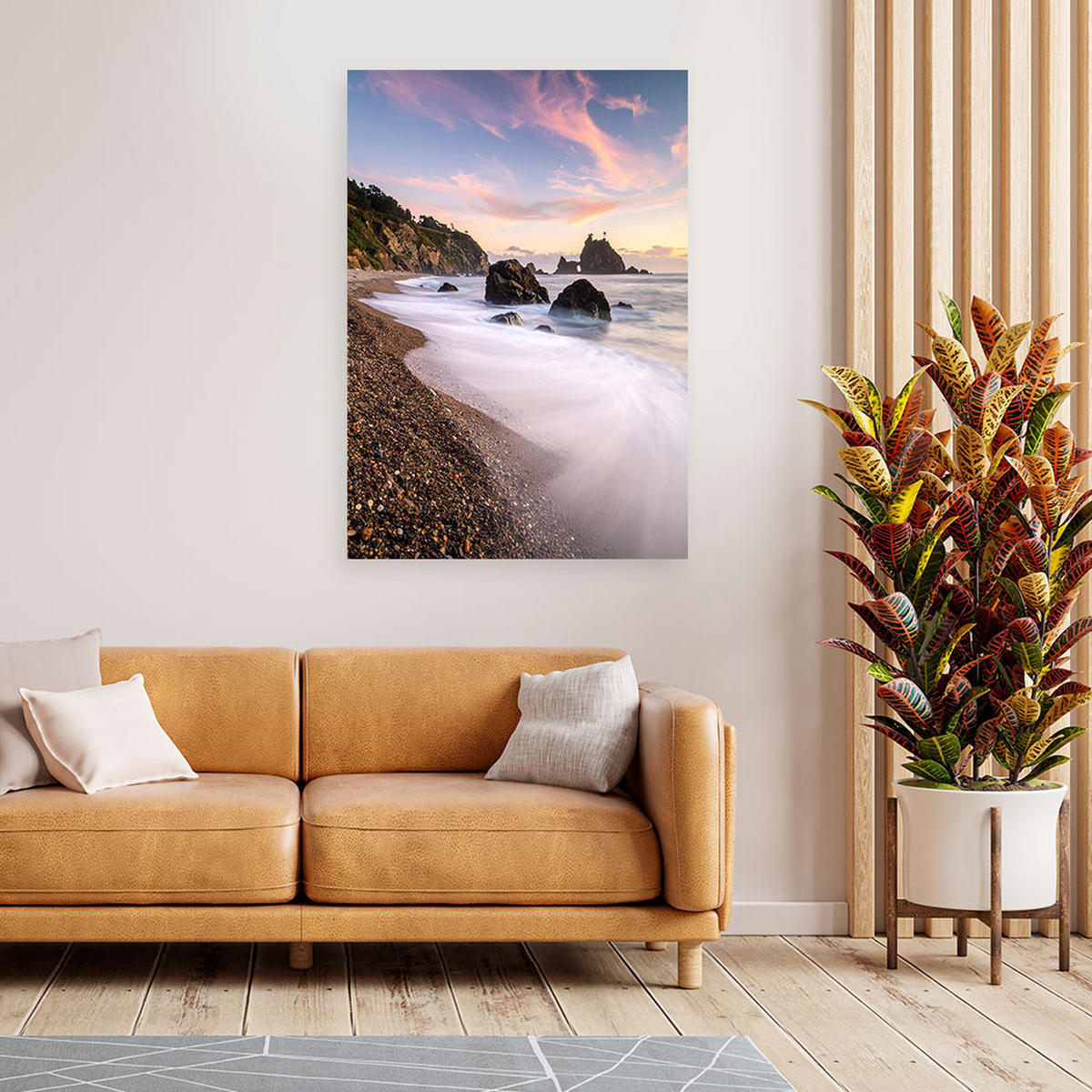 LEINWANDBILD Meereslandschaft Strand Natur 70x100cm - Grau, Textil (70/100cm) - Feeby